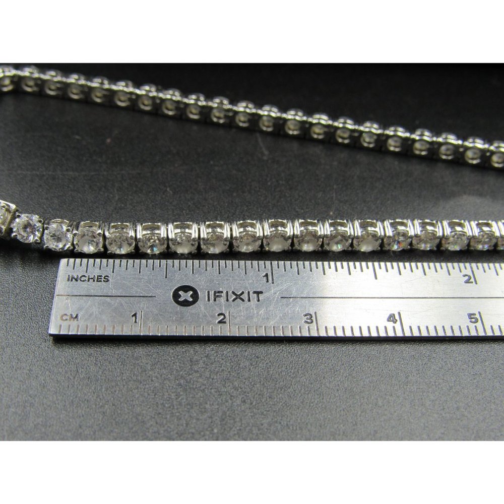 9" Sterling Silver Round Clear Cubic Zirconia Bracelet Vintage Wedding - Picture 5 of 6